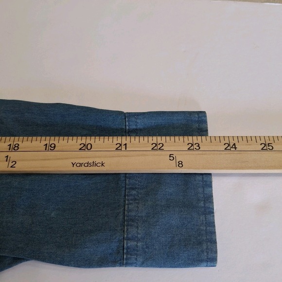 Steel Jelly London Mens Small Shirt Long Sleeve Button Down Chambray Flip Cuff - Picture 13 of 13